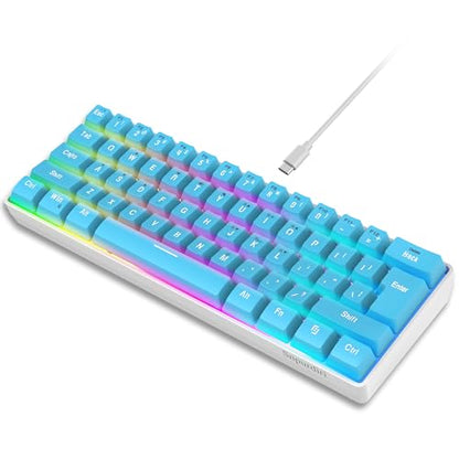 Snpurdiri 60% Wired Gaming Keyboard, 61 Keys RGB (Blue) | Small Ultra-Compact Backlit 60 Percent Gaming Keyboard for PC/Mac Gamer, Typist, Travel, Easy to Carry on Business Trip - color: Blue