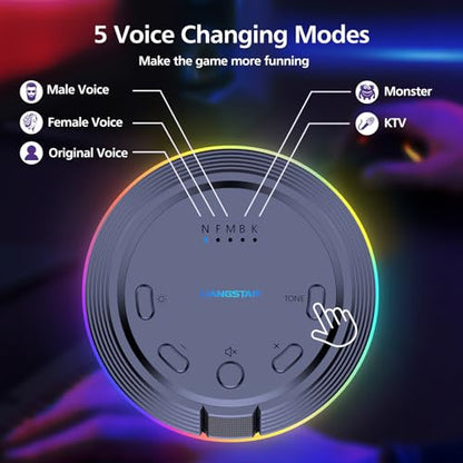 Gaming USB Microphone with 5 Voice Changes, Mute Button, Desktop Podcast Mic, Volume Control, RGB Condenser Computer Microphone for PC Gamer, YouTube, Streaming, Conference, Class - style: Dark Gray