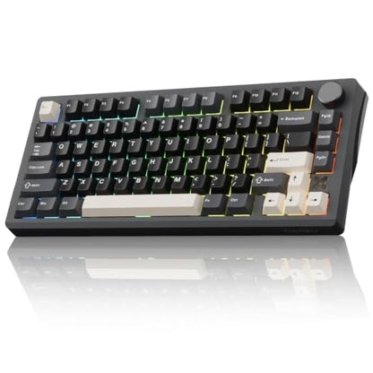 DAREU FLEX75 Gasket Wireless Mechanical Keyboard with Knob | Tri-mode,Hot Swap,75% Custom Gaming Keyboard with PBT Keycaps,RGB Backlit for Mac/Win - color: Black&Grey