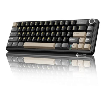 ATTACK SHARK X66 Wireless 60% RGB Mechanical Gaming Keyboard-Star Black | Volume Knob,Tri Mode-USB-C Wired/BT5.0/2.4Ghz,Gasket Mount,PBT Keycap,Hot Swappable Strawberry Switch,TKL,NKRO for PC Win Mac - color: Star Black