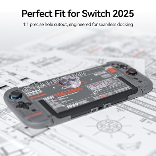 GeekShare Hard Case Compatible with Nintendo Switch 2 (2025), Anti-Scratch Dockable Protective Cover for Switch 2 with Detachable Joysticks, The Moon - color: The Moon-Black