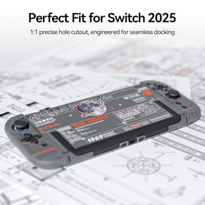 GeekShare Hard Case Compatible with Nintendo Switch 2 (2025), Anti-Scratch Dockable Protective Cover for Switch 2 with Detachable Joysticks, The Moon - color: The Moon-Black