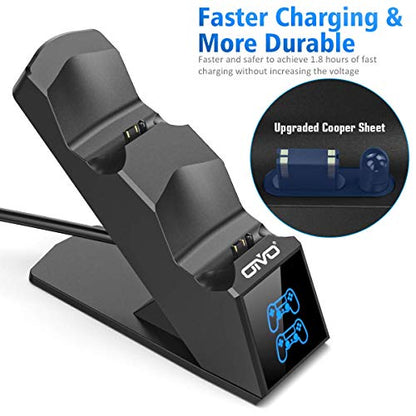 PS4 Controller Charger, PS4 Charger Charging Dock Station Compatible with Dualshock 4, Upgraded Fast-Charging Port for PlayStation 4 Controllers