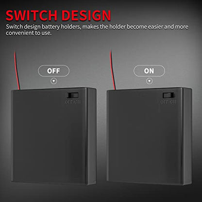 DAIERTEK AA Battery Holder Pack Single 1-4 AA Battery Holder with Switch Leads Cover Battery Box Case -Total 8Pcs - color: 1-2-3-4-AA