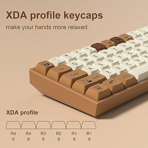 dagaladoo Cute PBT keycaps,Coffee Cat, XDA Profile Keyboard Keycaps | Beige/Brown key caps,Dye Sublimation,140-keys Custom keycaps for 60% 65% 75% 100% Cherry-MX switch Mechanical Keyboard - color: Coffee cat (XDA)