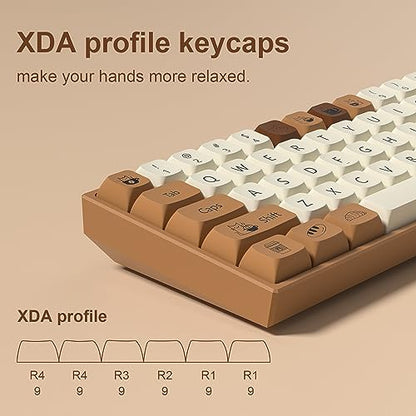 dagaladoo Cute PBT keycaps,Coffee Cat, XDA Profile Keyboard Keycaps | Beige/Brown key caps,Dye Sublimation,140-keys Custom keycaps for 60% 65% 75% 100% Cherry-MX switch Mechanical Keyboard - color: Coffee cat (XDA)