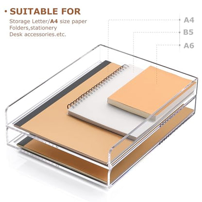 SANRUI 4 Tier Stackable Paper Letter Tray, Acrylic Vertical File Tray A4 Desk Organizer and Accessories Sorter Trays, Clear Workspace Office Supplies Organizers,12inx9.25inx6.6in - style: Vertical Thin 4 Tier Trays