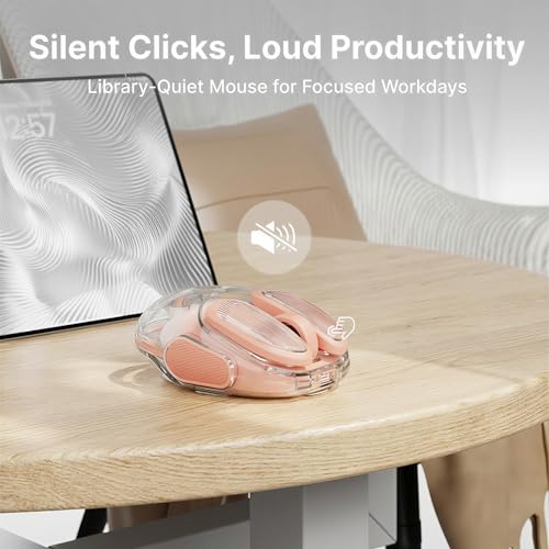 SEUNKWANG EWEADN Q9 Wireless Clear Mouse Dual Mode Bluetooth & 2.4G USB Computer Mouse with RGB Lighting, Silent Clicks, Multi-Device Compatibility for Laptop, PC, MacBook, iPad Cute Mouses-Gradient - color: Gradient