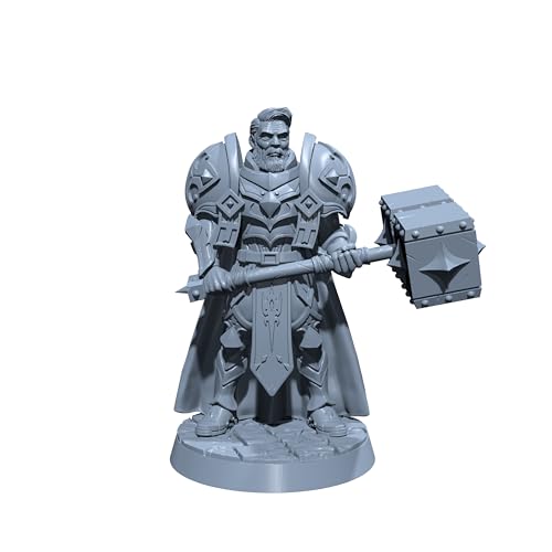 Generic Gareth Lightbringer | Sir Warrick | Human Male Paladin or Cleric Miniature for Tabletop Games Like D&D and War Gaming| Dungeons and Dragons Mini No Base, Gray, 04LV0307-1 - style: No Base