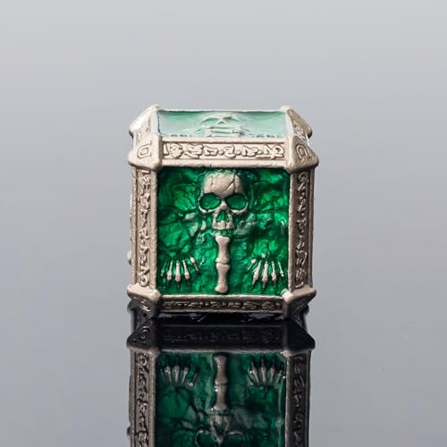 DND Metal Dice Set with Gift Box for D&D/MTG RPG Board Games(Green-Ranger) | Gothic Skull Theme, Skeletal Numerals, Runes Engraved on Edges, Nice Tactile Feel, Metallic Texture & Weight, Well-Balanced - color: Skull-green