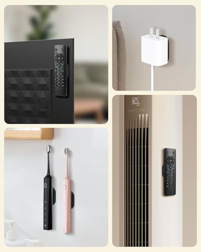 4 Pack Strong Magnetic Remote Control Holder, Self-Adhesive Silicone Remote Holder Wall Mount for TV, Fan, Air Conditioner Remote Control (Black) - color: Black