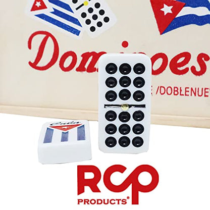 Dominos Set for Adults – Professional Double 9 Dominoes Set of 55 Tiles, Metal Spinner, Classic and Travel Board Game with Wood Case Juegos de Mesa (Cuban Flag) - color: Cuban Flag