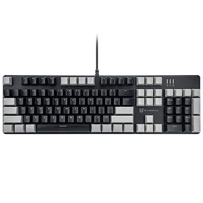 Merdia LED Backlit Full Size Wired Mechanical Gaming Keyboard | Black Switch 104 Keys US Layout Hot Swappable Full Size Mechanical Keyboard | White LED Backlit PC Gaming Keyboards (Black & Grey Color) - color: Black Switch Black & Grey