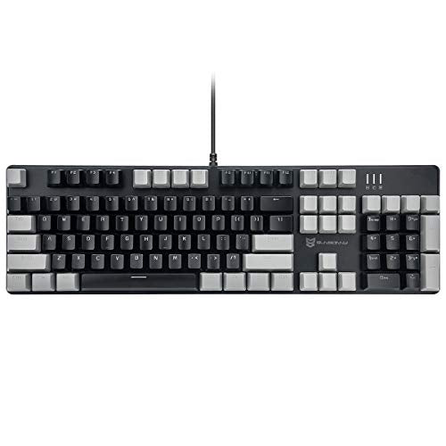 Merdia LED Backlit Full Size Wired Mechanical Gaming Keyboard | Black Switch 104 Keys US Layout Hot Swappable Full Size Mechanical Keyboard | White LED Backlit PC Gaming Keyboards (Black & Grey Color) - color: Black Switch Black & Grey