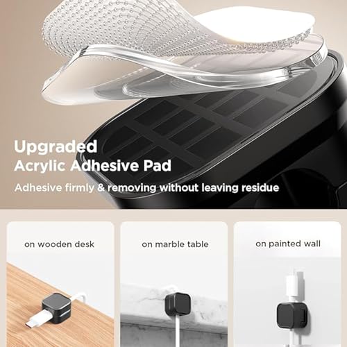 TAIKULE 6 Pack Magnetic Cable Clips White Cable Management USB Cable Power Wire Cord Clips for Home Office Desk Phone Car Wall Desktop Nightstand