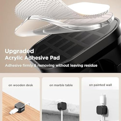 TAIKULE 6 Pack Magnetic Cable Clips White Cable Management USB Cable Power Wire Cord Clips for Home Office Desk Phone Car Wall Desktop Nightstand