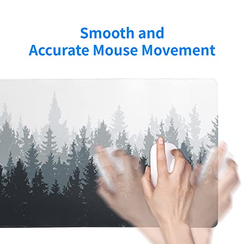 Desk Mat,Large Mouse Pad 31.5x11.8 Inch XL Extended Gaming Mouse Pad Mat with Non-Slip Base Stitched Edges Mousepad for Computer,Office,Keyboard and Laptop - Fog Misty Forest - color: Fog Misty Forest