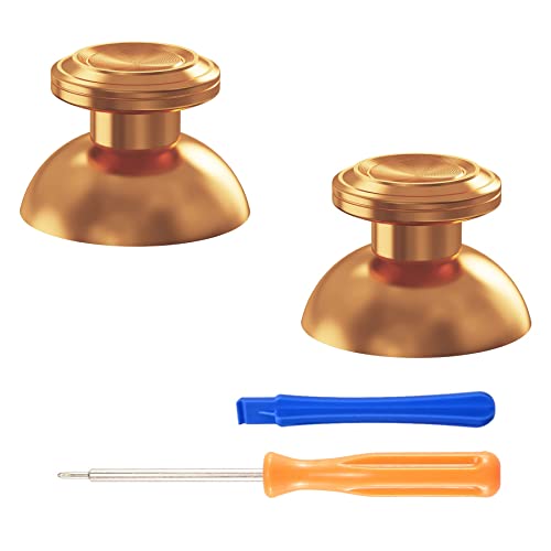 eXtremeRate Custom Gold Metal Thumbsticks for PS5 Controller, Replacement Aluminum Analog Stick Joystick for PS4 Controller - color: Gold