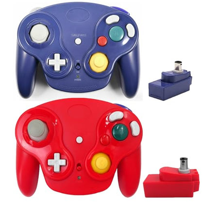 inventii Game Cube Controller,NGC 2.4G Wireless Classic Controller for Wii Game Cube, With Receiver Adapter (Blue and Red) - color: Blue and Red
