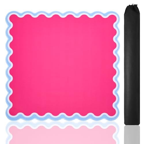 TIASUSAN Mahjong Mat (31.5” x 31.5”) with Black Carrying Bag, Anti-Slip, Mahjong Mat for Table, Poker, Board Games, Dominoes, and Card Games - color: Magenta