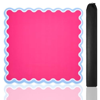 TIASUSAN Mahjong Mat (31.5” x 31.5”) with Black Carrying Bag, Anti-Slip, Mahjong Mat for Table, Poker, Board Games, Dominoes, and Card Games - color: Magenta