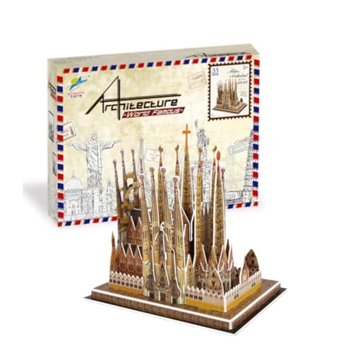 Architecture World Famous of 3D Puzzle.Build Your Own Collection of 17 Global Landmarks (Notre Dame, Colosseum) - Educational DIY Model Kit for Kids & Adults. (La Sagrada Família) - color: La Sagrada Família