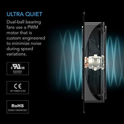 AC Infinity AIRPLATE S7, Quiet Cooling Fan System 12" with Speed Control, for Home Theater AV Cabinets (Pack of 2) - size: Dual 120 (Pack of 2)
