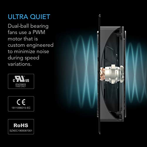 AC Infinity AIRPLATE T8, Quiet Cooling Dual-Fan System 6" with Thermostat Control, for Home Theater AV Cabinets - size: 6-Inch - Black Dual