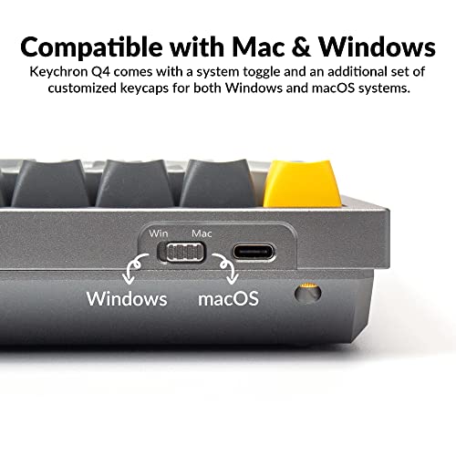 Keychron Q4 Wired Custom Mechanical Keyboard, QMK/VIA Programmable Macro, Full Aluminum, Hot-Swappable Gateron G Pro Brown Switch, 60% Layout Double Gasket Compatible with Mac and Windows - Blue - color: Gray (Gateron G Pro Brown Switch)