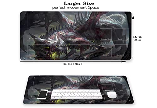 MTG Playmat, Game Play Mat for MTG TCG 24 x 14 inches Trading Card Inked Game Playmats with Storage Bag Smooth Rubber Surface Battle - color: Zombie Dragon With Zones2