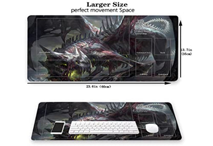 MTG Playmat, Game Play Mat for MTG TCG 24 x 14 inches Trading Card Inked Game Playmats with Storage Bag Smooth Rubber Surface Battle - color: Zombie Dragon With Zones2