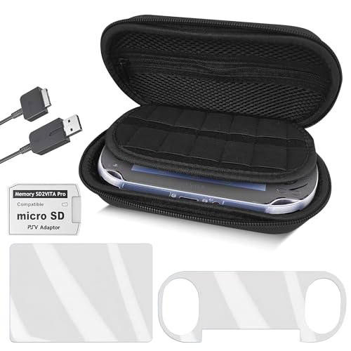 Skywin 4 in 1 Kit for PS Vita 2000 Slim, PS Vita Case - 1 Pack | Case with Front & Back Protector, Adapter Charger Cable & Micro SD Card - size: 4-in-1 Kit