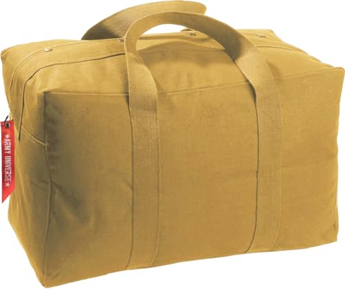 Tactical Parachute Cargo Bag LARGE Cotton Canvas Carry Bag, 24" x 15" x 13" - Coyote Brown - color: Coyote Brown, size: Large (24" x 15" x 13")