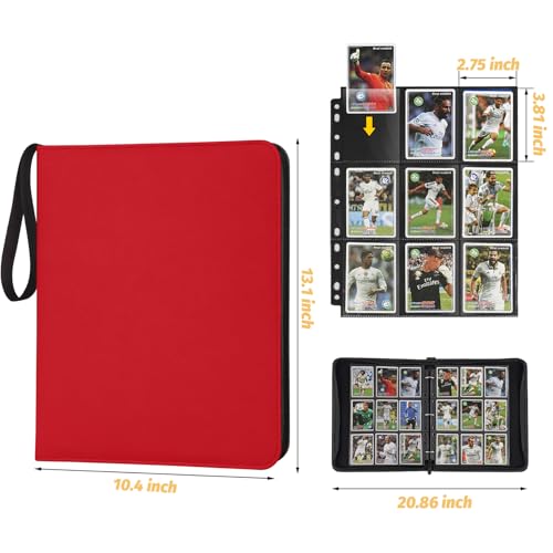 Trading Card Binder, Card Collection Binder Album Folder with 720 Side Loading Pockets, 9 Pocket Trading Card Album Folder for TGC,MTG, Baseball Cards, Yugioh - color: A-red