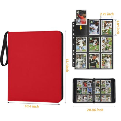 Trading Card Binder, Card Collection Binder Album Folder with 720 Side Loading Pockets, 9 Pocket Trading Card Album Folder for TGC,MTG, Baseball Cards, Yugioh - color: A-red