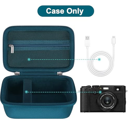 Canboc Carrying Case for Fujifilm X100V/ X100VI/ X100F/ X100S/ X-E5 Digital Camera, Zipper Mesh Pocket fit USB Cable, Blue (Case Only) - color: Blue