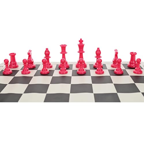 WE Games Color Bright Plastic Staunton Tournament Chess Pieces with 3.75 in. King - Half Chess Set of Chess Pieces Only, Pink - color: Pink