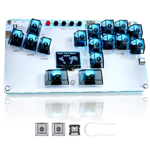 Stickless Arcade Stick 16Keys All-Button Black Leverless Controller with Custom RGB & Turbo, Arcade Fighting Controller Game Keyboard 3 TYPE-C Ports for PC/Android/Switch/PS3/PS4/Steam, Support SOCD - color: Black