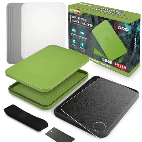Wet Palette, Dry Brush Palette and Acrylic Paint Palette | 3-in-1 Set for Miniature Painting and Acrylic Paints, 100PCS Hydration Paper and 4PCS Sponges - style: 3-in-1 Wet Palette