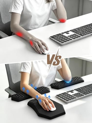 2-in-1 L-Shaped Desk Elbow Pads & & Mouse Pad Set with Wrist Rest, Black | Ergonomic Desk Edge Cushion, Soft Memory Foam Comfort Support for Wrist Arm Elbow, Non-Slip Base