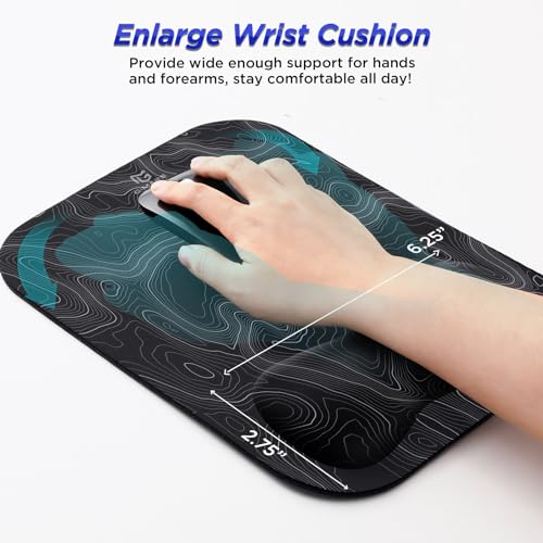 Gimars Large Smooth Superfine Fibre Memory Foam Ergonomic Mouse Pad Wrist Rest Support Mousepad with Nonslip Base for Laptop, Computer, Gaming & Office,Free Coaster Include-Topographic Map - color: Topographic Map