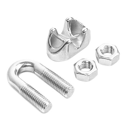 Light Duty Malleable Stainless Steel Wire Rope Clips for 1/4” Cables, T316 Marine Grade – Lot of 100 - color: Lot of 100, size: 1/4"