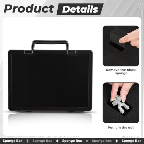 Madcat Miniature Storage Carrying Figure Case - 32 Slot Figurine Minature Carrying Case with 2 Foam Layer for Miniatures Compatible with 40k, DND & More (black) - color: black