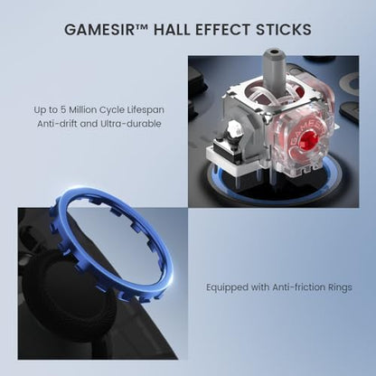 GameSir Super Nova Wireless Gaming Controller for PC/Switch/Switch 2/iOS/Android, 1000Hz Polling Rate, Hall Effect Stick & Trigger, Rubberized Grips, RGB Lighting, 1000mAh - Blue - color: Blue