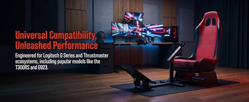 Sim Racing Cockpit with Seat | Compatible with G29 G920 G923 T248X T248 T300RS TX F458 T500RS| Easy to Install Racing Wheel Stand for PS5, Xbox, PC Gaming (Black/Red) - color: Red / Black