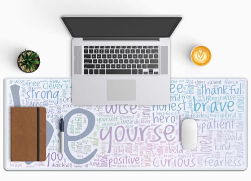 Be Yourself Large Gaming Mouse Pad for Desk, Desk Mat with Seamed Edges, Waterproof Desk Pad, Non-Slip Rubber Base, 31.5x11.8 Inch Keyboard Pad Computer Mat, Big XL Mousepad - color: Be Yourself