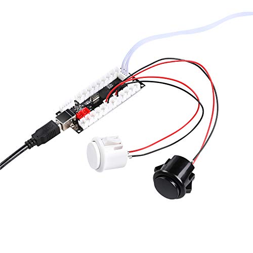 Hikig 2-Player DIY Arcade Kit 20x Arcade Buttons + 2X Arcade Joystick + 2X Zero Delay USB Encoder for PC, MAME, PS3, Raspberry Pi Color: White & Black
