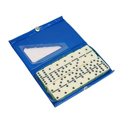 Double Six Dominoes Set, 28 Tiles with Storage Case, Classic Table Game for Kids and Adults, Blue - color: Blue