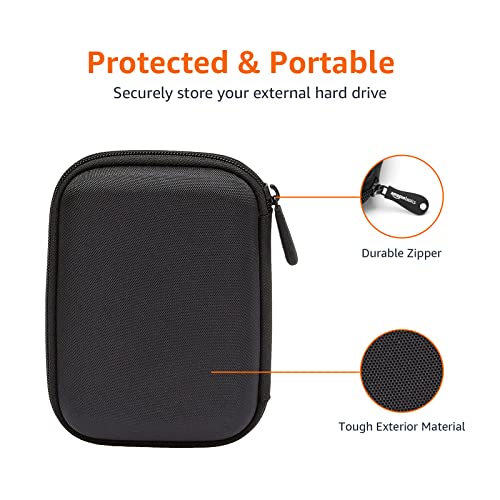 Amazon Basics Portable External Hard Drive Carrying Case with Mesh Storage, Protection, Secure Strap, Black - style: External Hard Drive Case