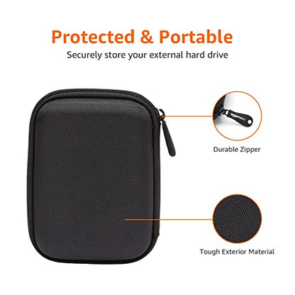 Amazon Basics Portable External Hard Drive Carrying Case with Mesh Storage, Protection, Secure Strap, Black - style: External Hard Drive Case